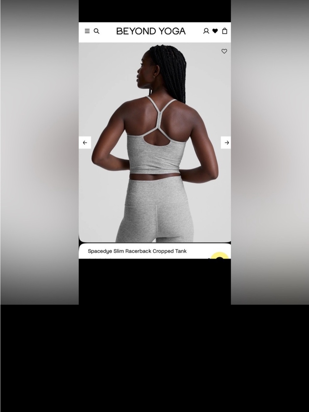 Beyond Yoga Spacedye Slim Racerback Cropped Tank - Heather Gray  S